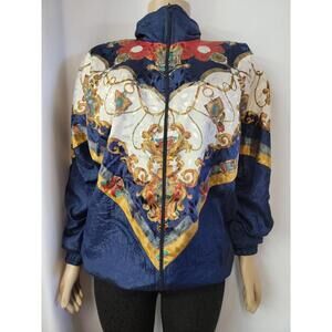 Vintage Baroque Printed RETRO  Bomber Jacket Size L Multicolor #W